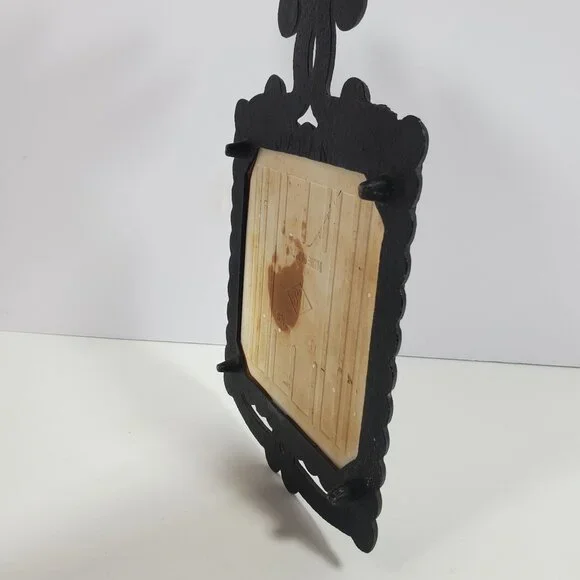 MCM Cast Metal Ceramic Tile Wall Plaque Trivet Vintage Apology Birds Flowers - Picture 13 of 14